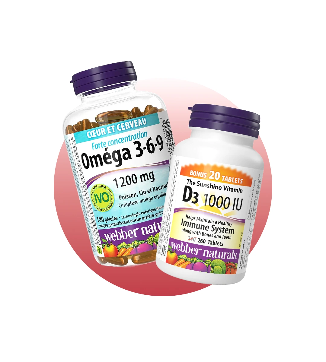 D3, omega پکیج ویتامین د3 + امگا 3,6,9 وبر نچرالز