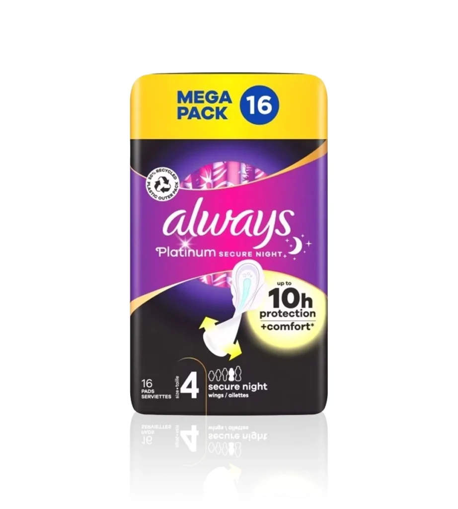 نوار بهداشتی شبانه Always پلاتینیوم سکور نایت (سایز ۴)