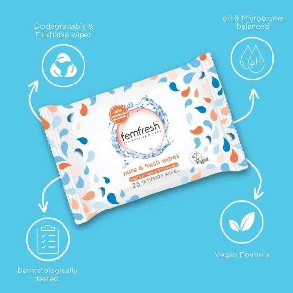 دستمال مرطوب بهداشتی بانوان فم فرش Femfresh Pure Fresh Wipes