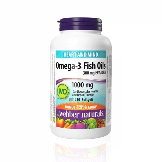 کپسول امگا 3 روغن ماهی ۱۰۰۰ میلی وبر نچرالز 210 عددی