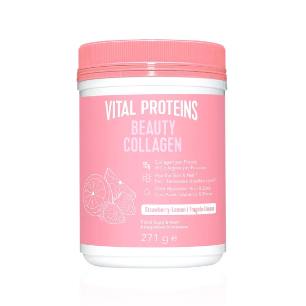 پودر کلاژن پپتاید زیبایی Vital Proteins با طعم توت‌فرنگی و لیمو