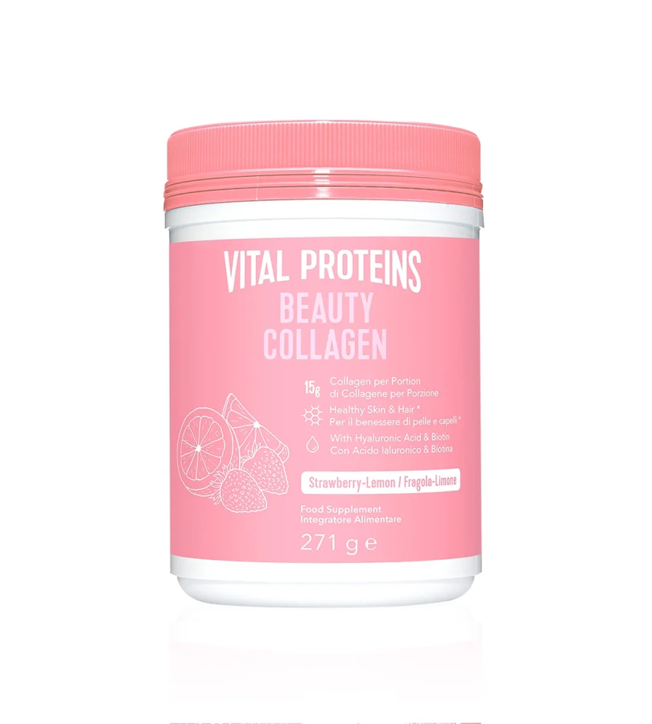 پودر کلاژن پپتاید زیبایی Vital Proteins با طعم توت‌فرنگی و لیمو
