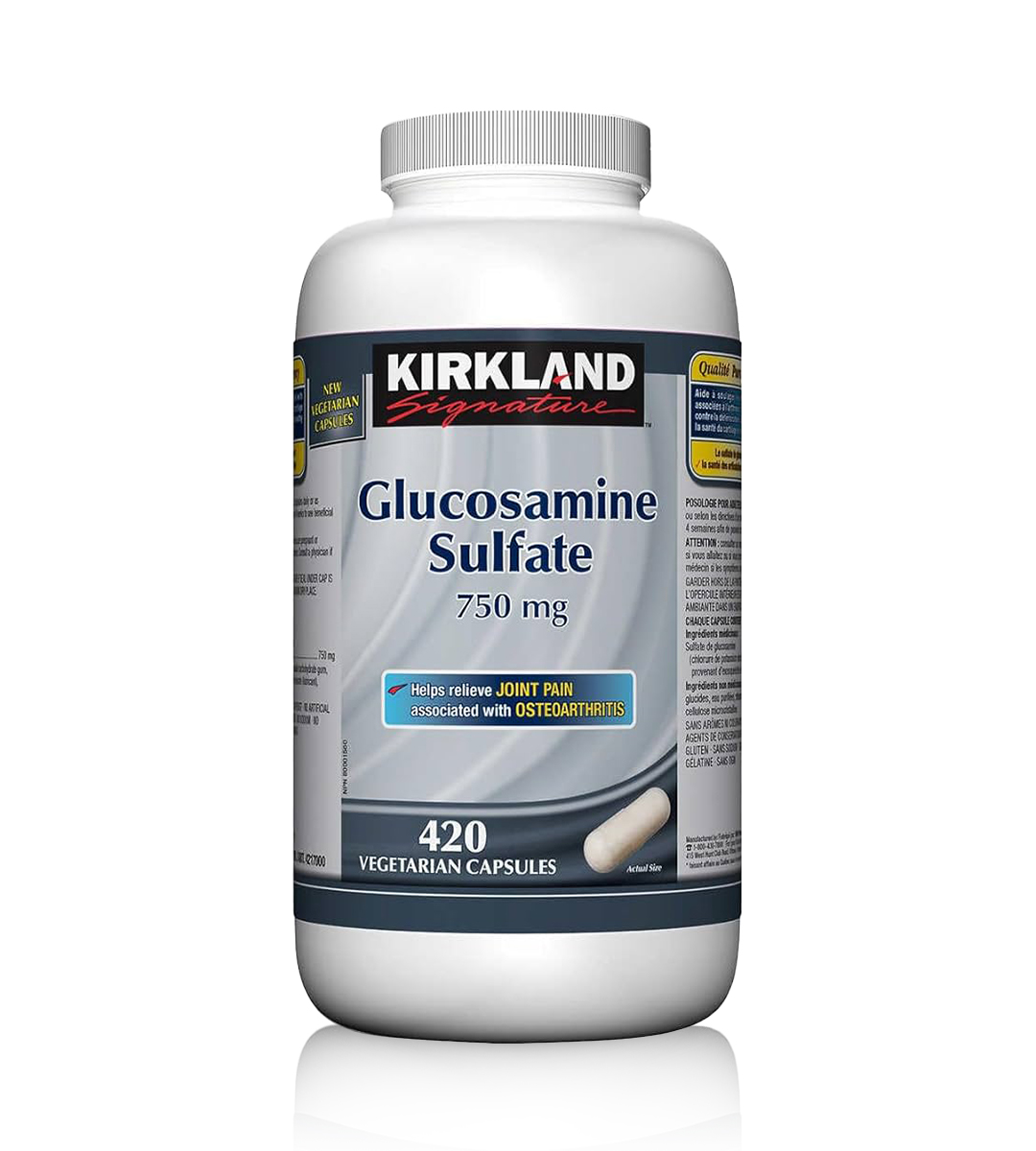 Glu001 گلوکزامین سولفات کرکلند سیگنیچر ۷۵۰ میلیگرم ۴۲۰ کپسول گیاهی