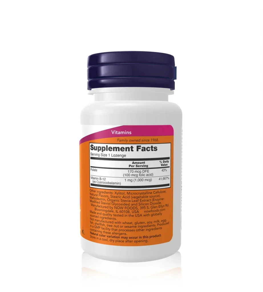 مکمل B12 همراه با اسید فولیک برند ناو فودز آمریکا NOW FOODS