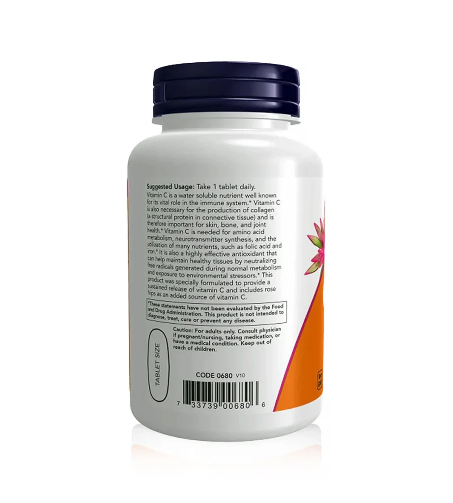 ویتامین C 1000 میلی با رز هیپس برند ناو فودز آمریکا NOW FOODS