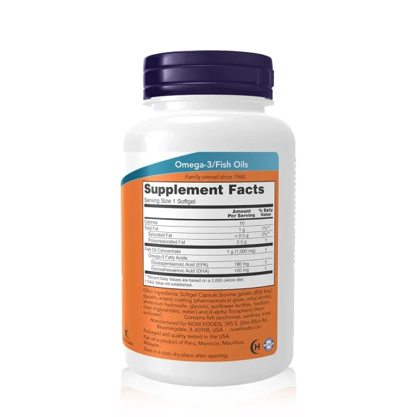 مکمل امگا ۳ با پوشش انتریک برند ناو فودز آمریکا NOW FOODS