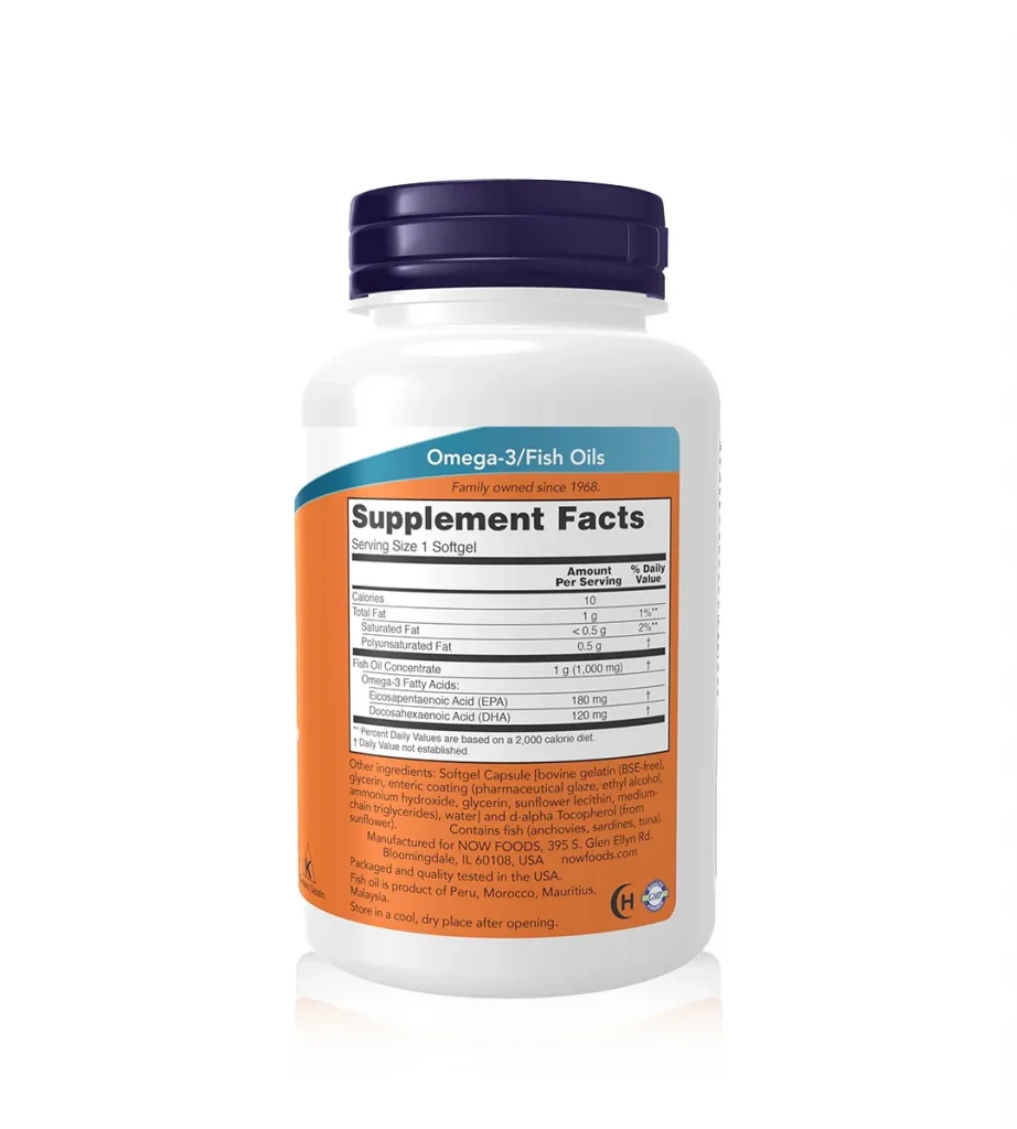 مکمل امگا ۳ با پوشش انتریک برند ناو فودز آمریکا NOW FOODS