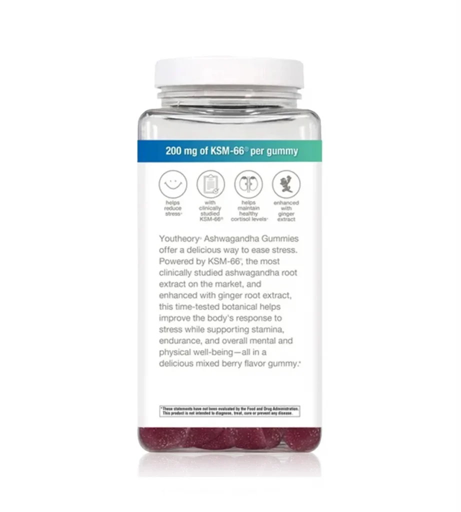 آشواگاندا پاستیلی یوتئوری کانادایی Youtheory Ashwagandha Gummies