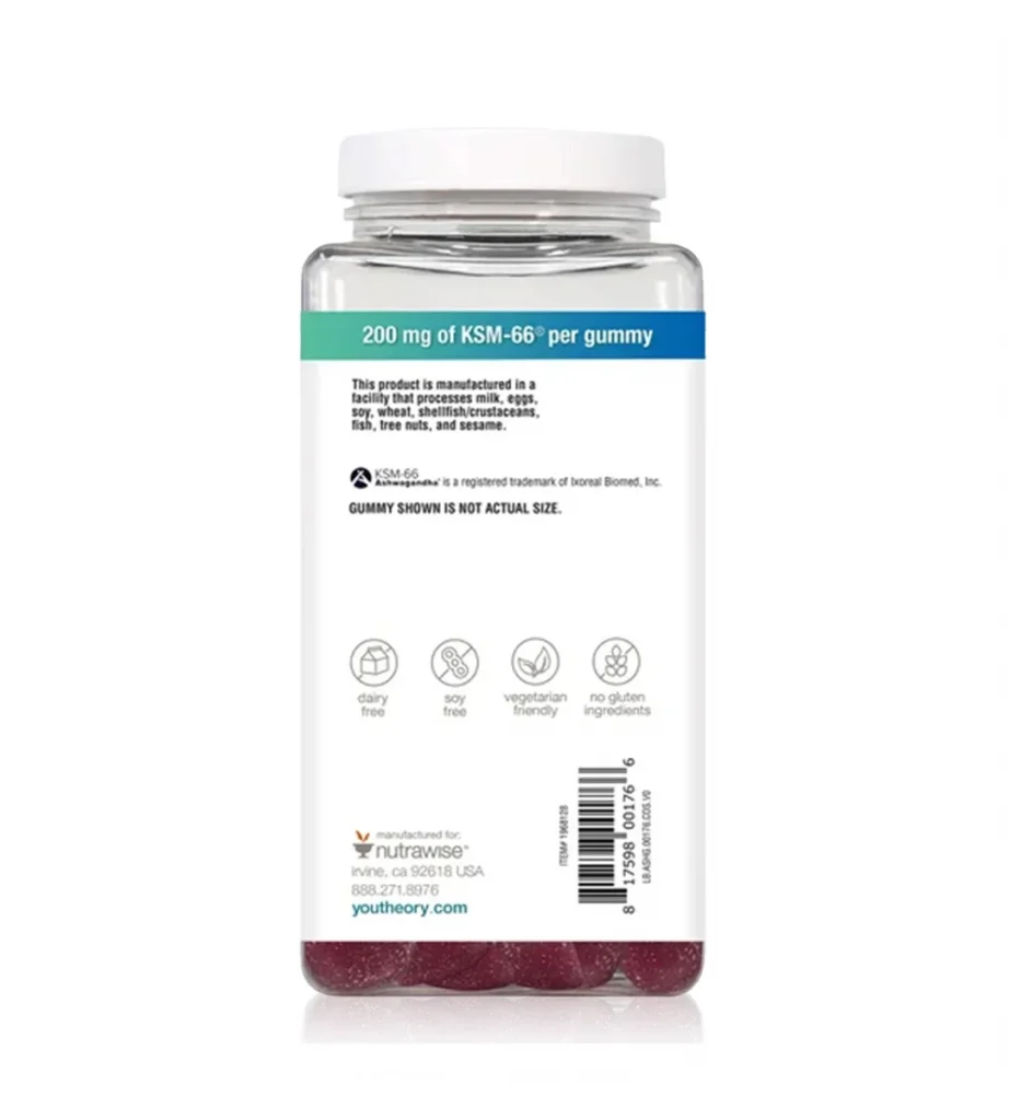 آشواگاندا پاستیلی یوتئوری کانادایی Youtheory Ashwagandha Gummies