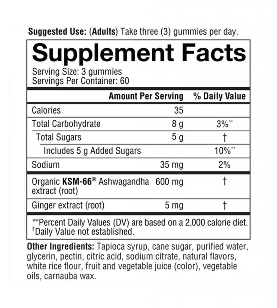 آشواگاندا پاستیلی یوتئوری کانادایی Youtheory Ashwagandha Gummies