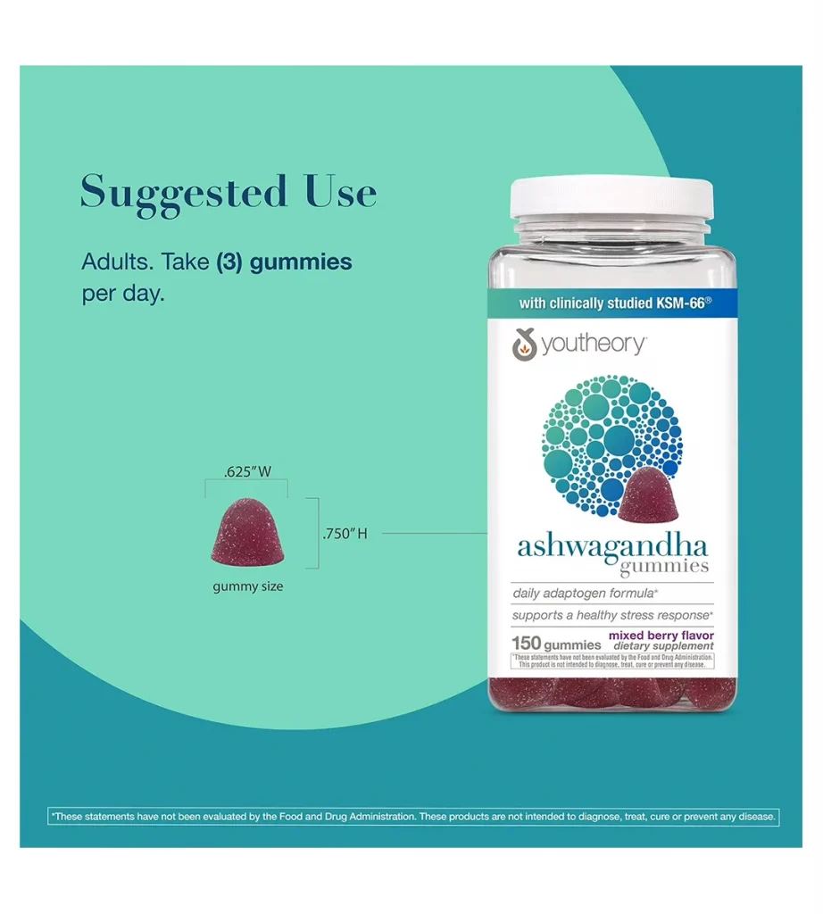 آشواگاندا پاستیلی یوتئوری کانادایی Youtheory Ashwagandha Gummies