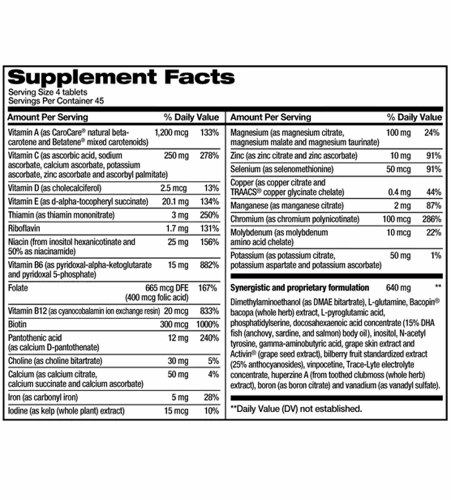 مکمل تقویت مغز و مولتی ویتامین ۱۵۰عددی Focus Factor