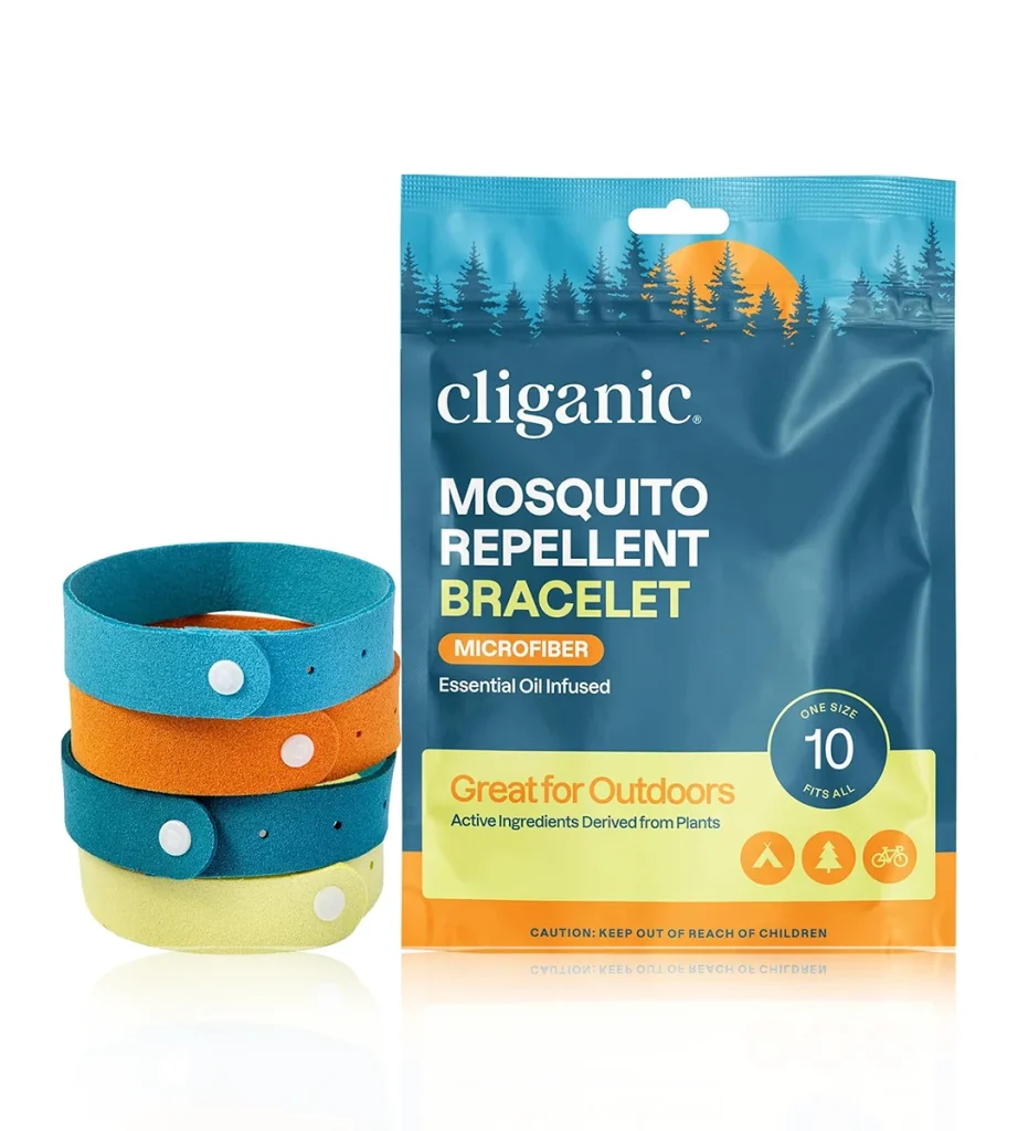 دستبند میکروفایبر دافع پشه Cliganic (بسته ۱۰ عددی) مناسب برای بزرگسالان و کودکان