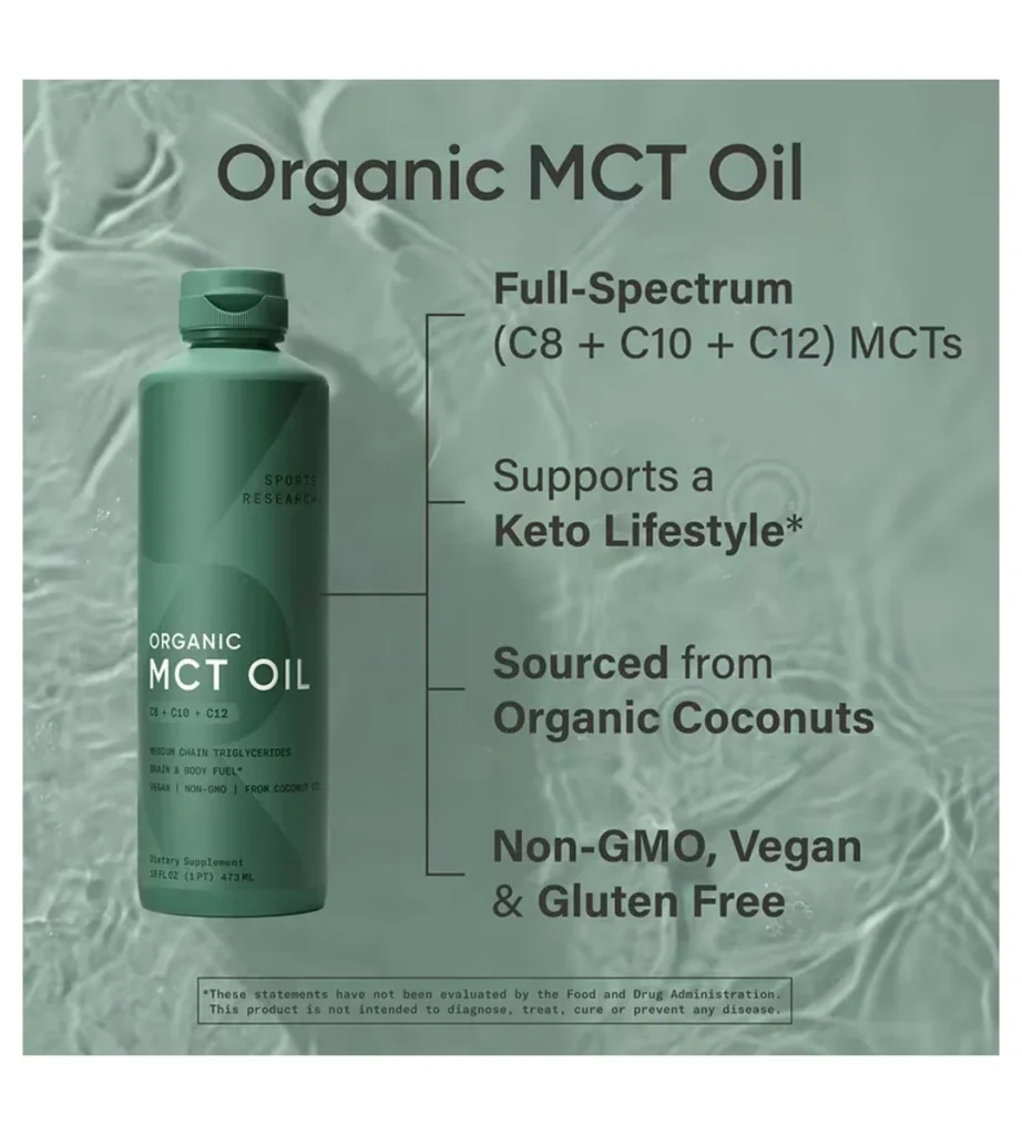 روغن MCT ارگانیک (C8 + C10 + C12) اسپورت ریسرچ Sports Research