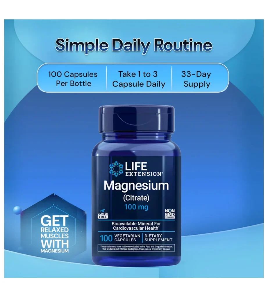 منیزیم سیترات ۱۰۰ میلی‌گرم لایف اکستنشن Life Extension