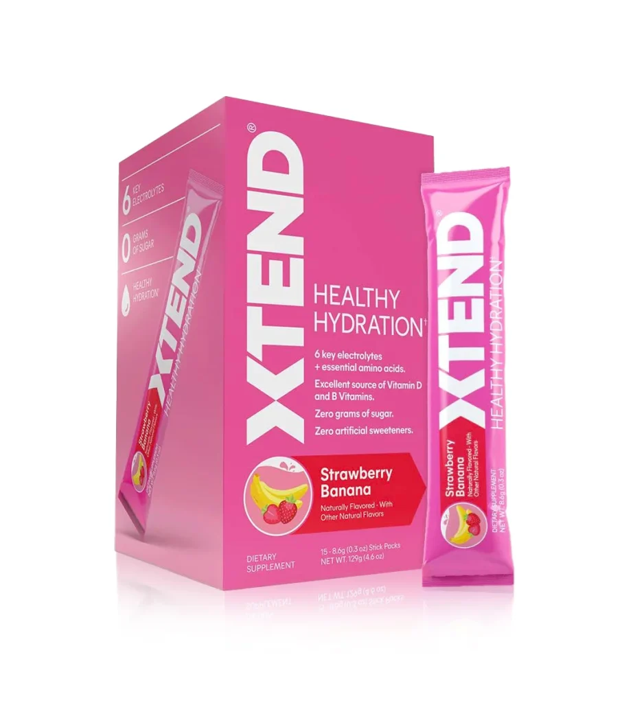 پودر الکترولیت آبرسان ایکس‌تند هیدریشن XTEND Healthy Hydration طعم توت‌فرنگی و موز