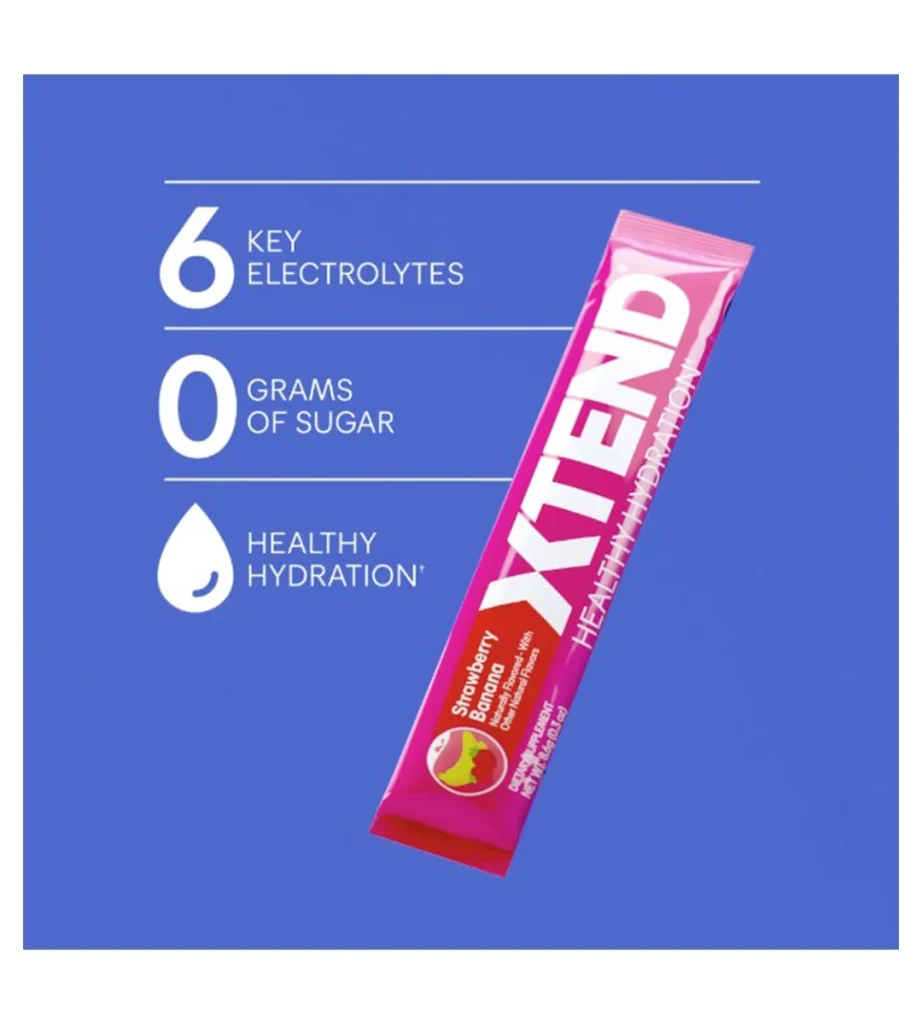 پودر الکترولیت آبرسان ایکس‌تند هیدریشن XTEND Healthy Hydration طعم توت‌فرنگی و موز