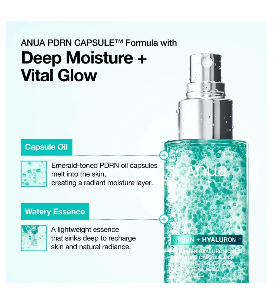 اسپری آبرسان Anua Dewy Glow با ترکیب PDRN و هیالورونیک اسید