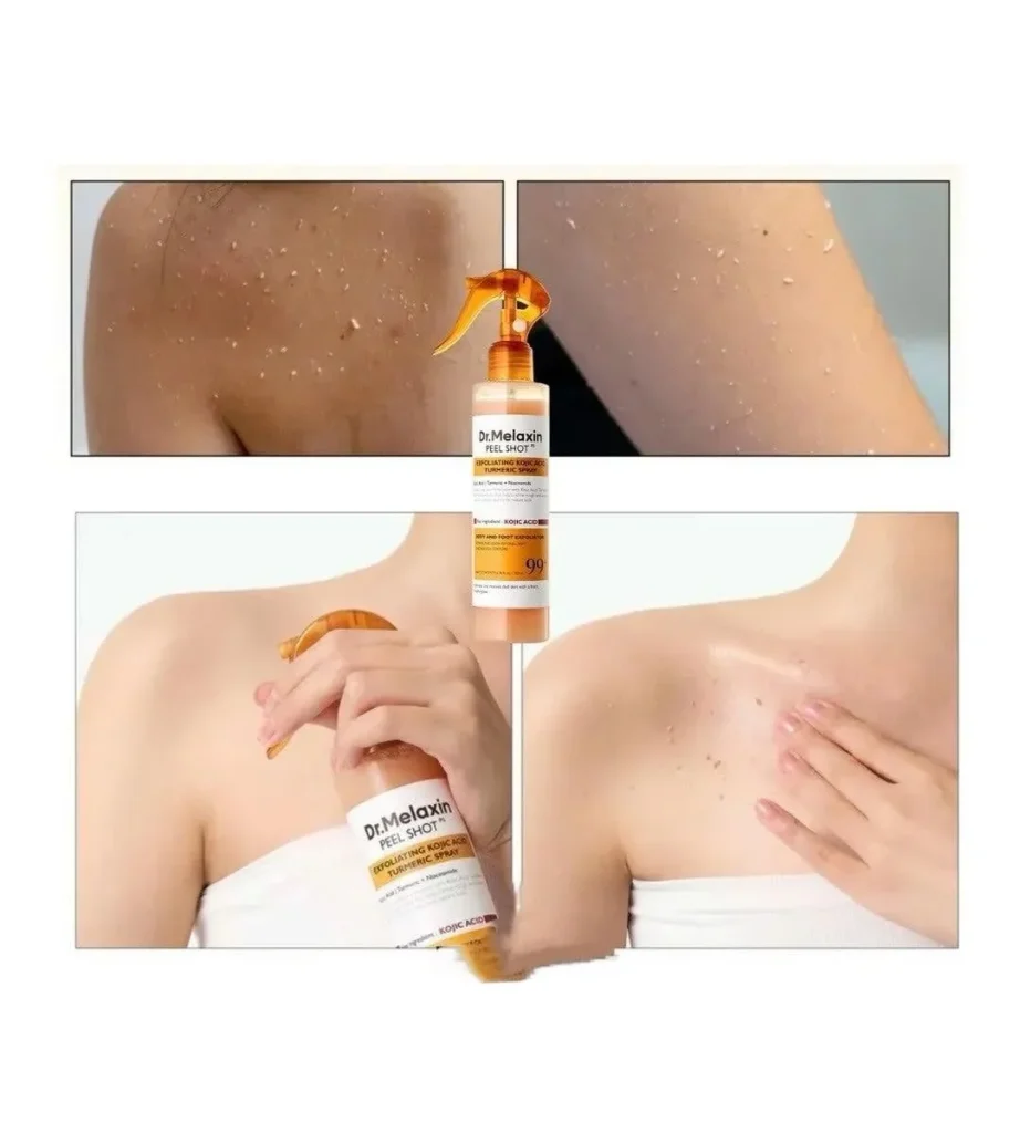 اسپری لایه‌ بردار بدن Dr.Melaxin Peel Shot حاوی کوجیک اسید و زردچوبه