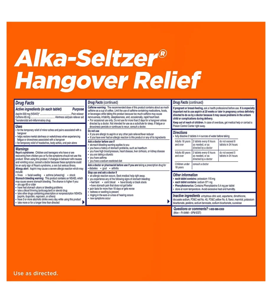 قرص جوشان آلکاسلتزر تسکین علائم خماری، رفع سردرد، بدندرد و خستگی ذهنی Alka-Seltzer